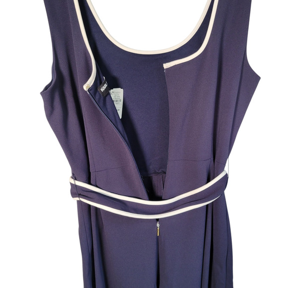 Karl Lagerfeld Navy White-Trim Jumpsuit 14 | Wide Leg Sleeveless Belted NWT - Picture 10 of 15